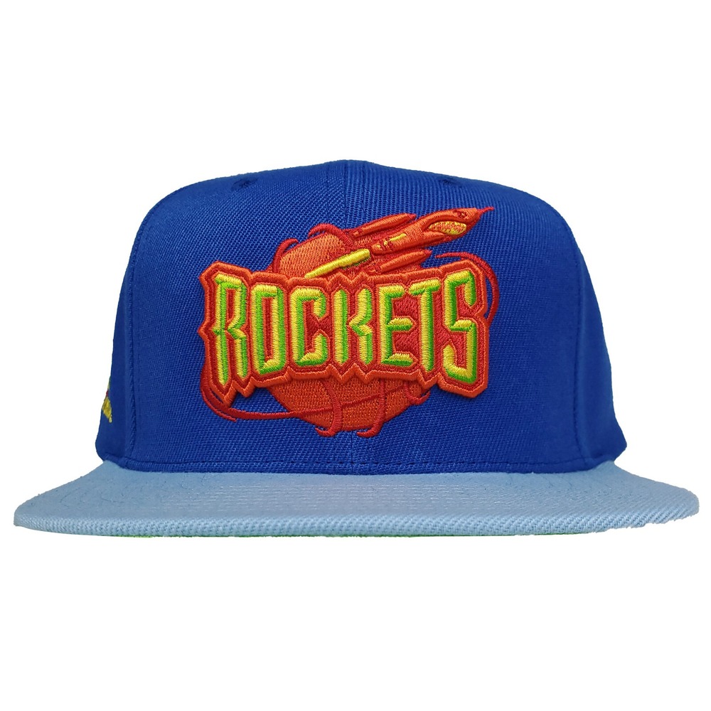 Houston Rockets Mitchell & Ness‎ NBA Snapback Hat Cap 3D Logo Side Logo Blue New